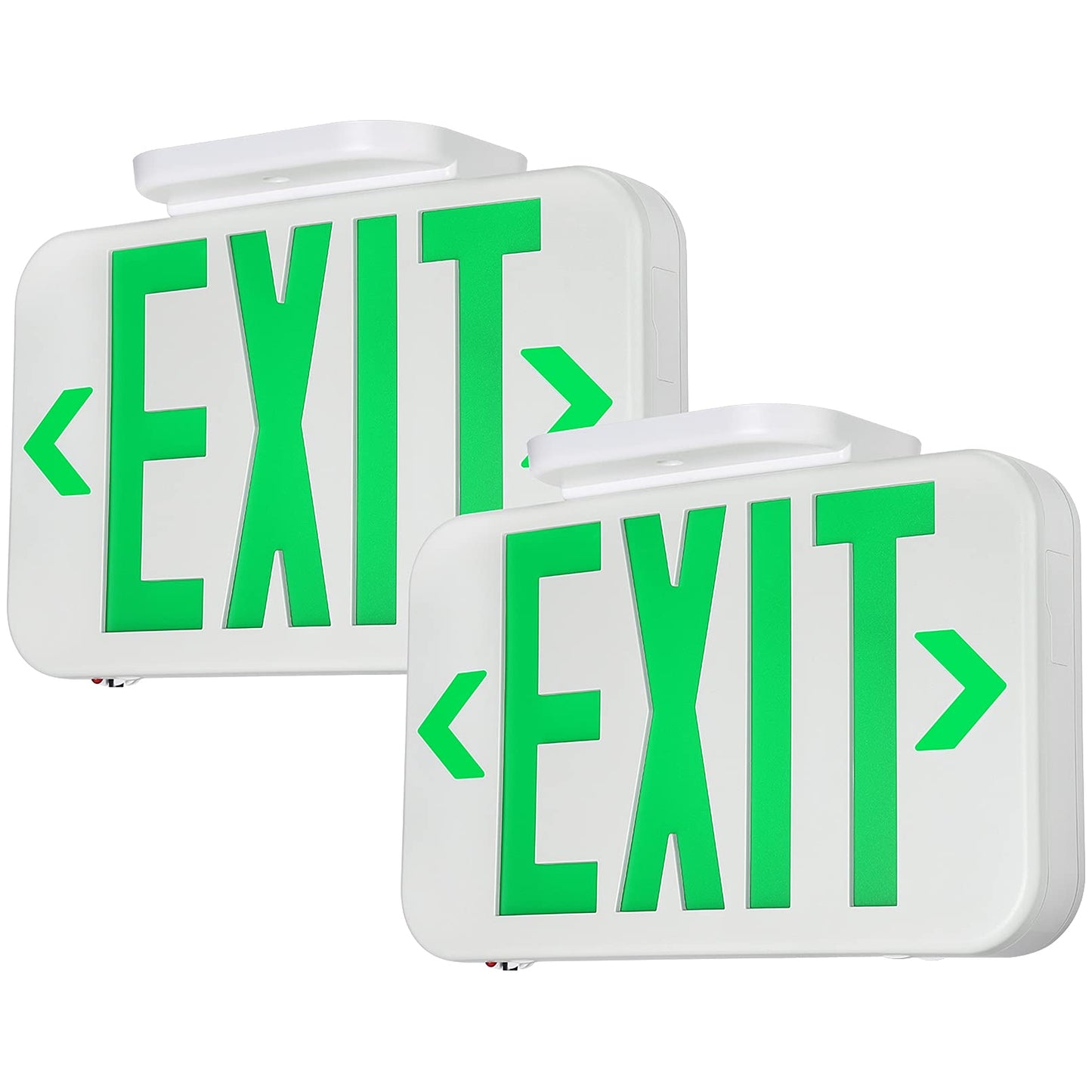 TORCHSTAR LED Exit Sign, Emergency Light with Battery Backup, Double Face, Green, UL 924, Hardwired, 2 Units, Model ZF3EL-05V2-2P