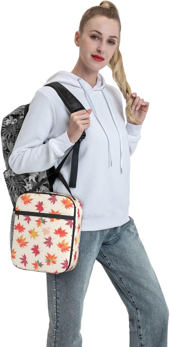 Maple Leaf Lunch Box for Women Kids Girls Insulated Lunch Bag Lunchbox Adults Lunch Tote Bags Reusable Cooler for Work Office School Picnic Travel