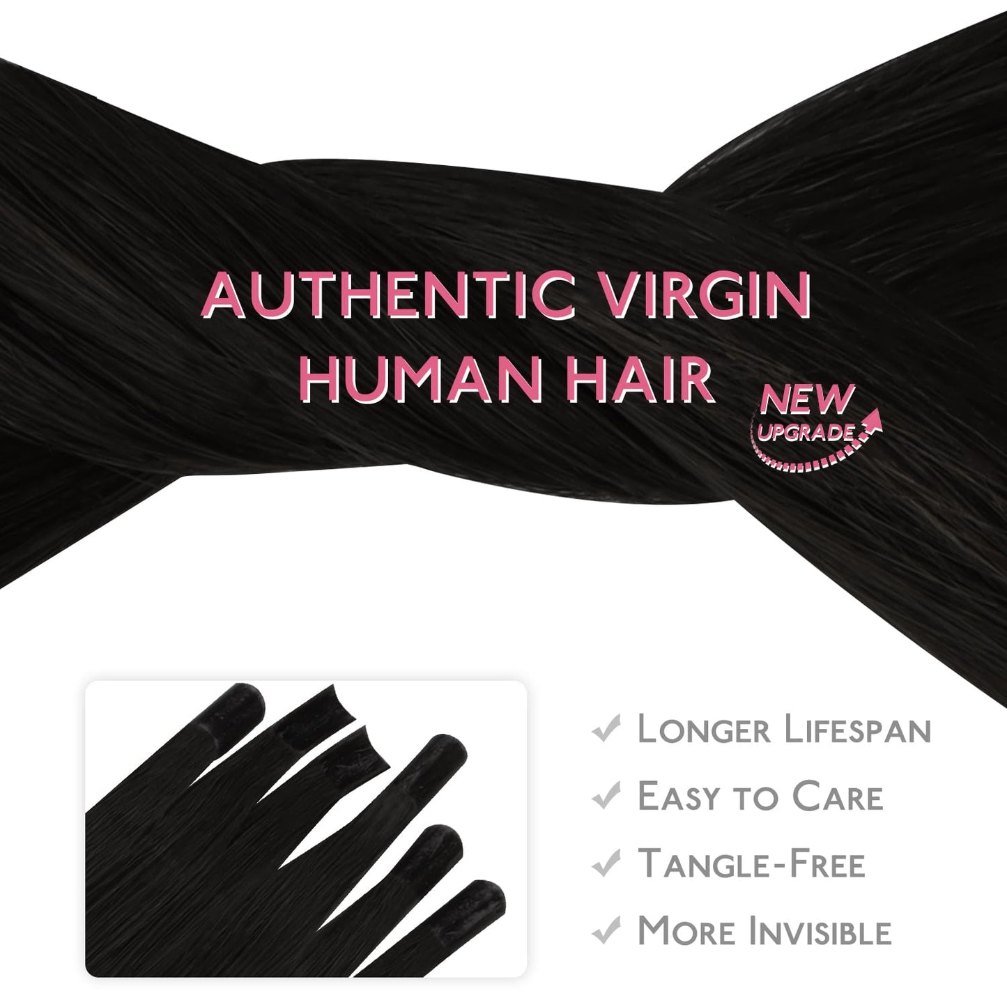 WENNALIFE U Tip Hair Extensions 18 Inch Jet Black Remy Hair, 50g 50s Human Hair Extensions Real Human Invisible Straight K Tip K