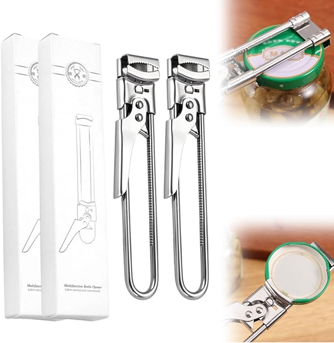 Jar Opener for Weak Hands, 2026 New Stainless Steel Adjustable Jar Lid Opener, Multifunctional Can Opener Kitchen Accessories, Easy Grip Lid Opener Kitchen Tool (2, Medium)