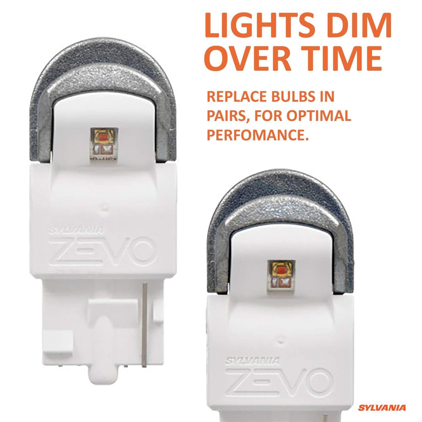 Sylvania 7443 T20 Zevo Led Red Bulb - Bright Stop & Tail Light, 2-Pack