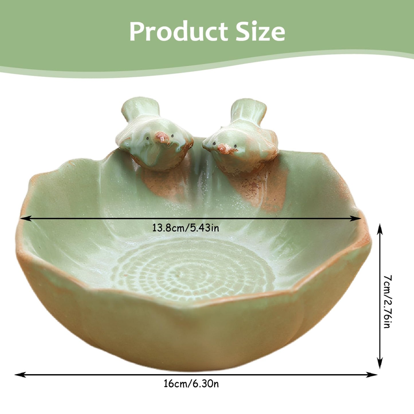 Ngbbby Suculentas Pot with 2 Adorable Birds Succulent Planter DIY Flower Planting Garden Pots Ceramic Round Hollow Planter for Home Indoor Outdoor Garden Decor, Succulent
