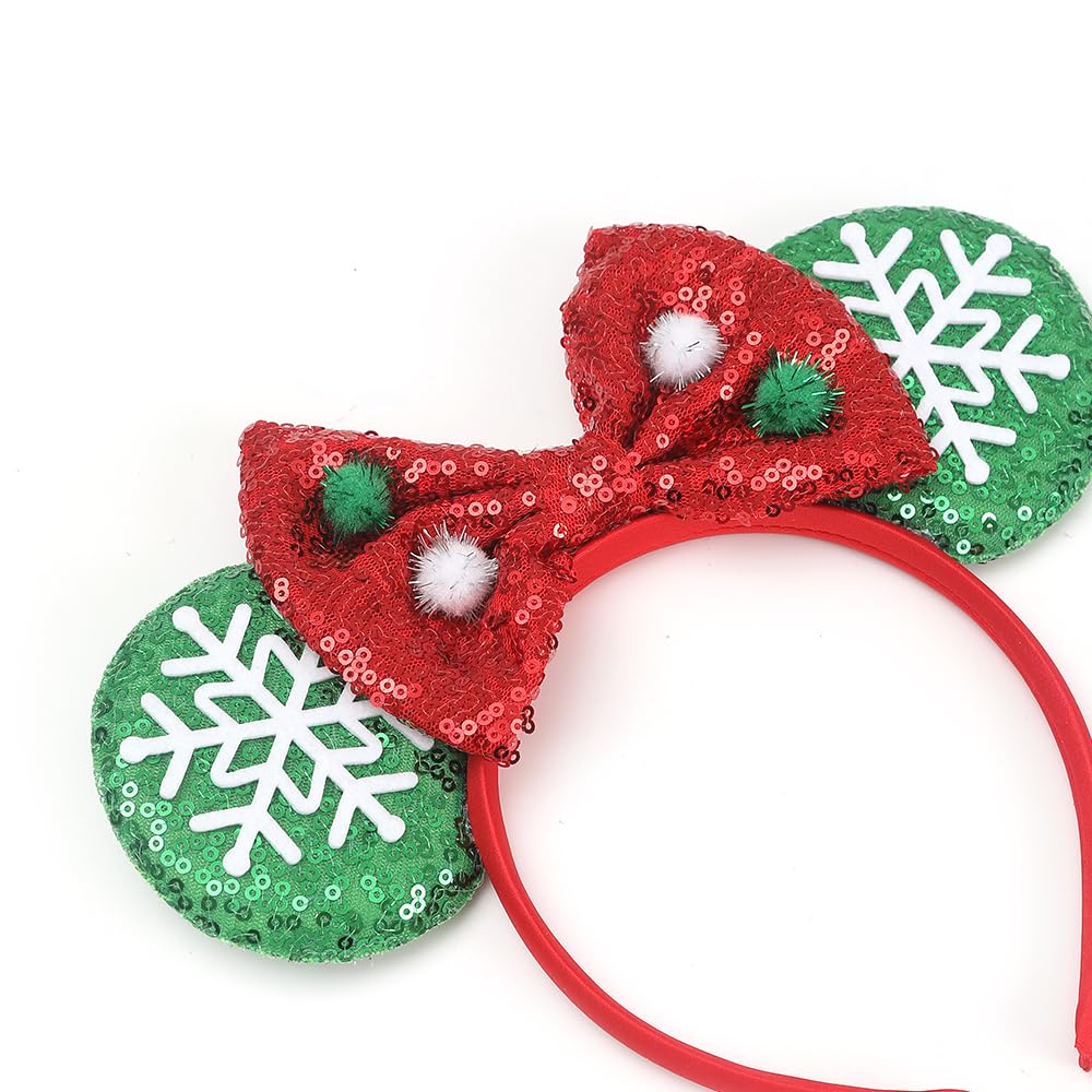 JIAHANG Christmas Mouse Ears Headband Sequin Bow Hair Band, Festival Party Children Decoration Costume Headwear Hair Accessories