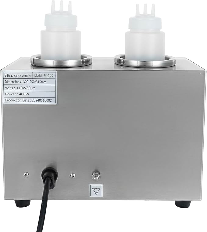Electric Sauce Bottle Warmer 0.72x2Qt Commercial Electric Sauce Warmer 400W Hot Chocolate Warmer 86-176°F Sauce Warmer Dispenser Double Bottles Cheese Warmer for Home Restaurant