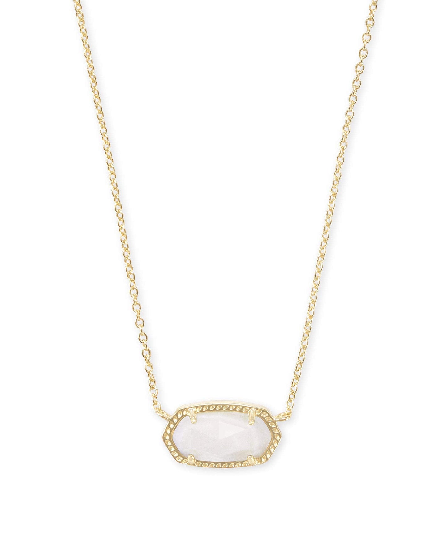 Kendra Scott Elisa Short Pendant Necklace for Women, Dainty Fashion Jewelry, 14k Gold-Plated, White Mother of Pearl