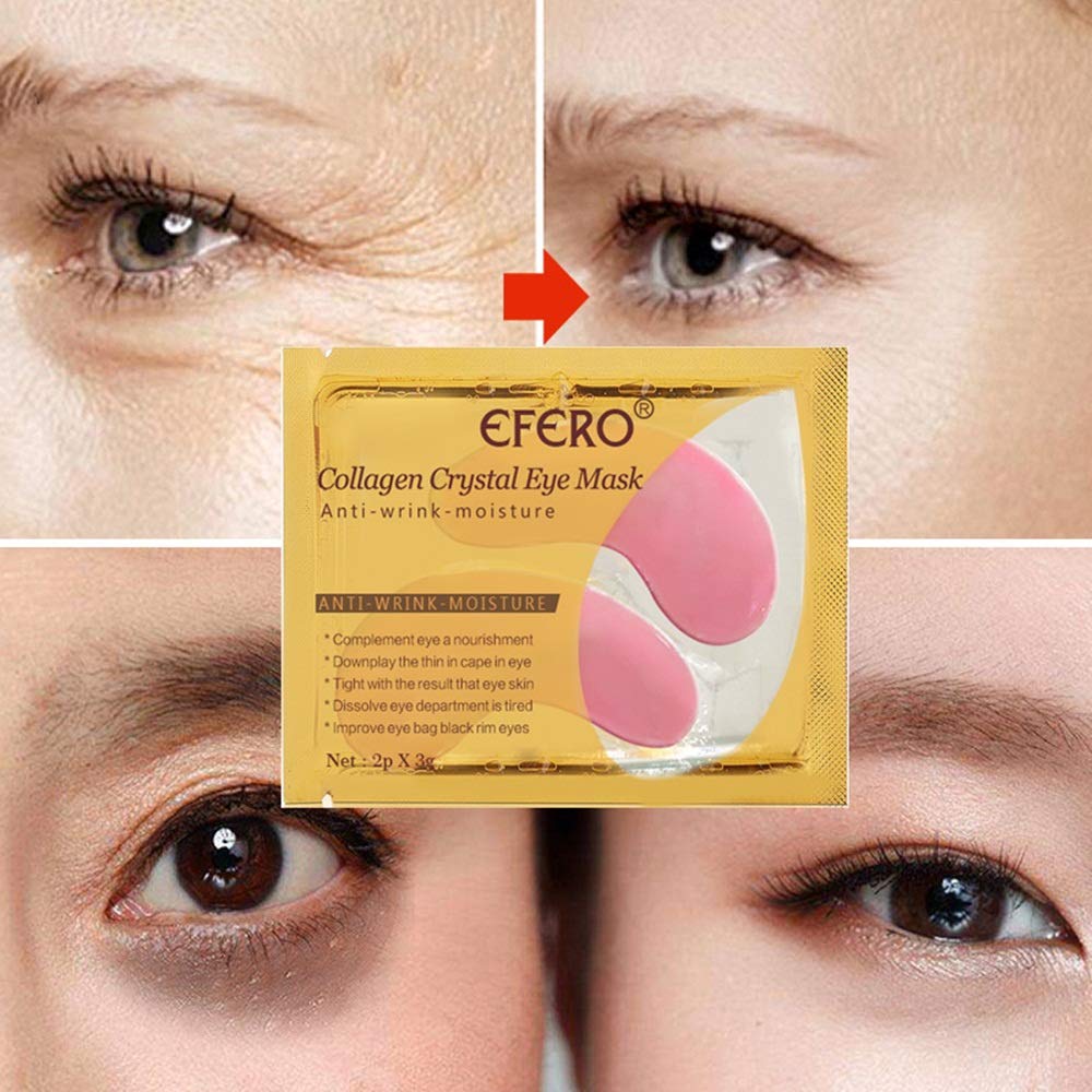MEICOLY Lip Masks Sheet Moisturizing Pink Crystal Collagen Under Eye Mask Gel Anti-Aging Eye Patches Dark Circle Remover 18 Packs with Box