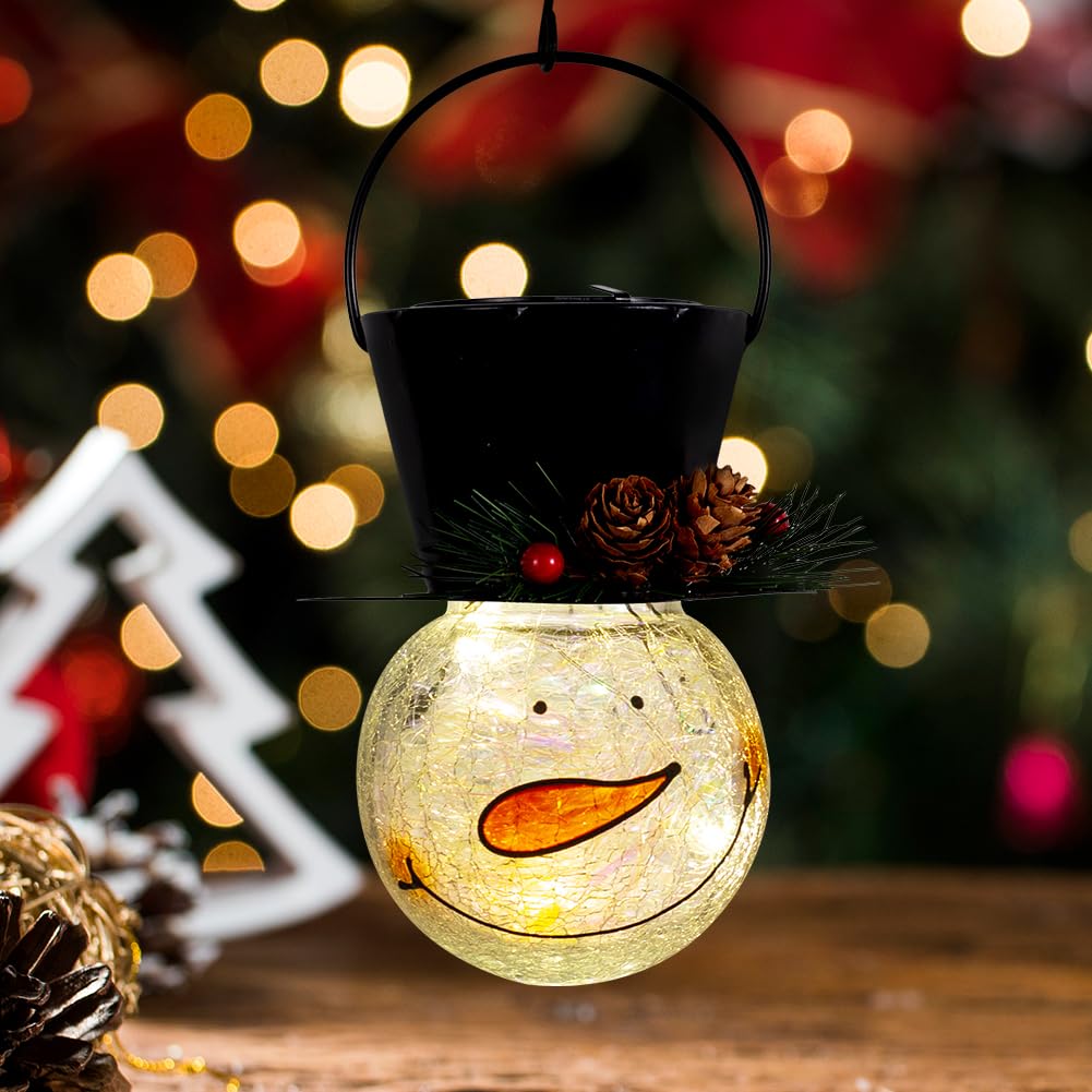 Starsoul Snowman Solar Lanterns  Christmas Outdoor Hanging Lantern Waterproof Decorative Snowman Lamps Decor For Garden  Patio  Yard  Porch  Xmas Holiday Party Decor (Pinecone)