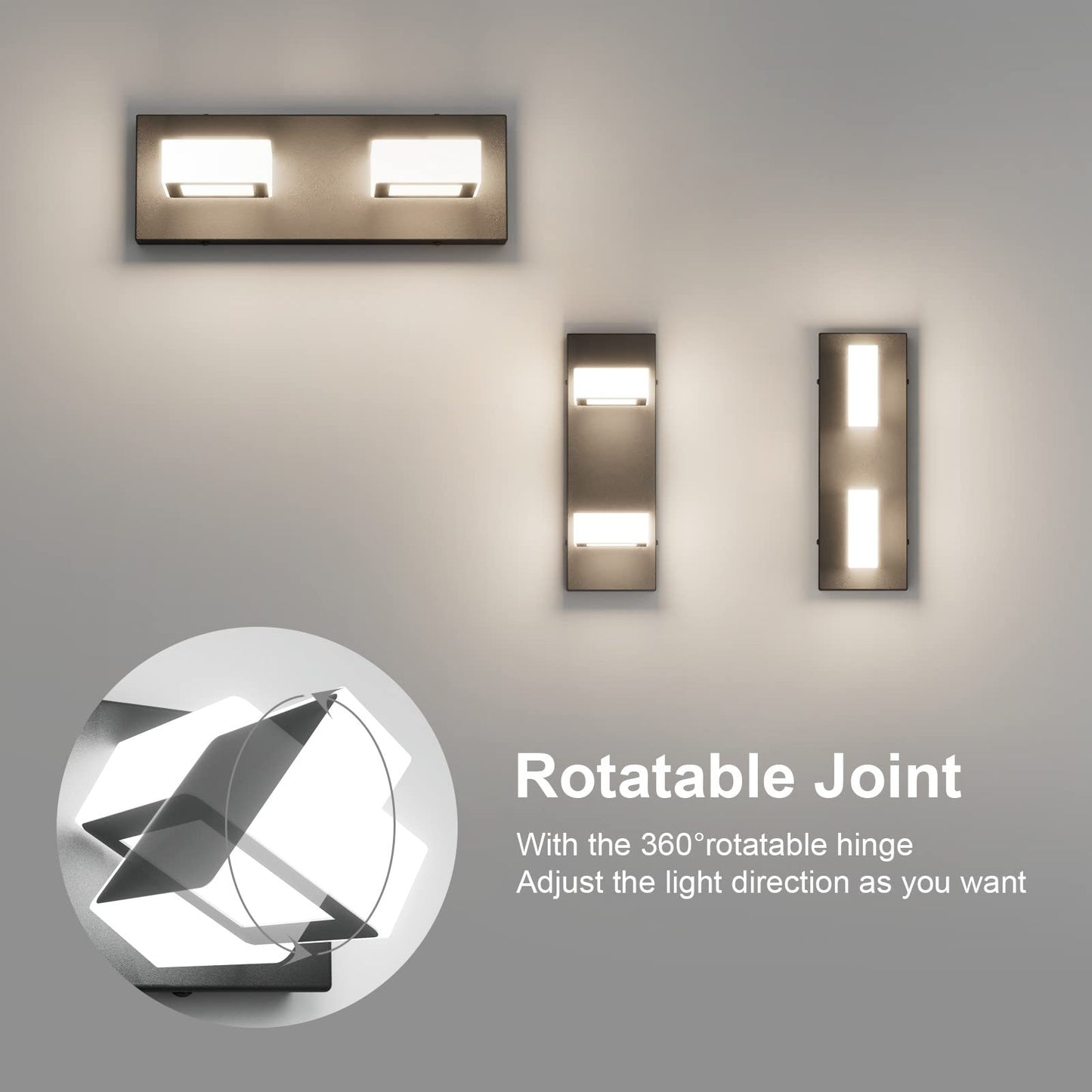 Ralbay 2-Light Modern Black Vanity Light, Acrylic, Matte Black Finish, Natural White 4500K, Bathroom Lighting Fixtures