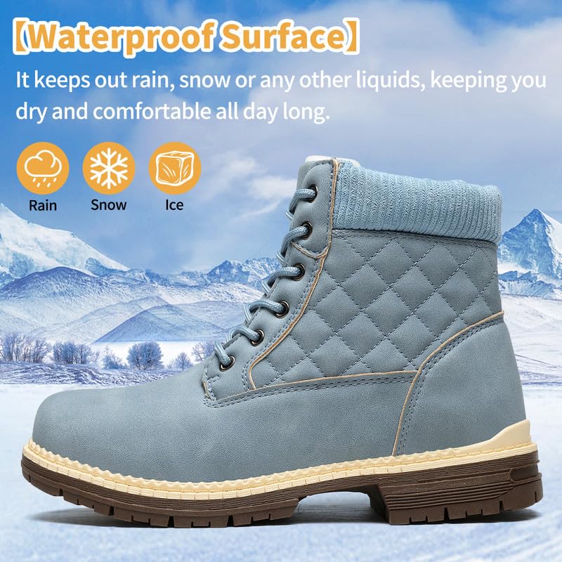 Winter Hiking Boots Women Waterproof Snow Ankle Booties Work Boots Warm Fur Lined Trekking Shoes Winter Lace up Booties fo...