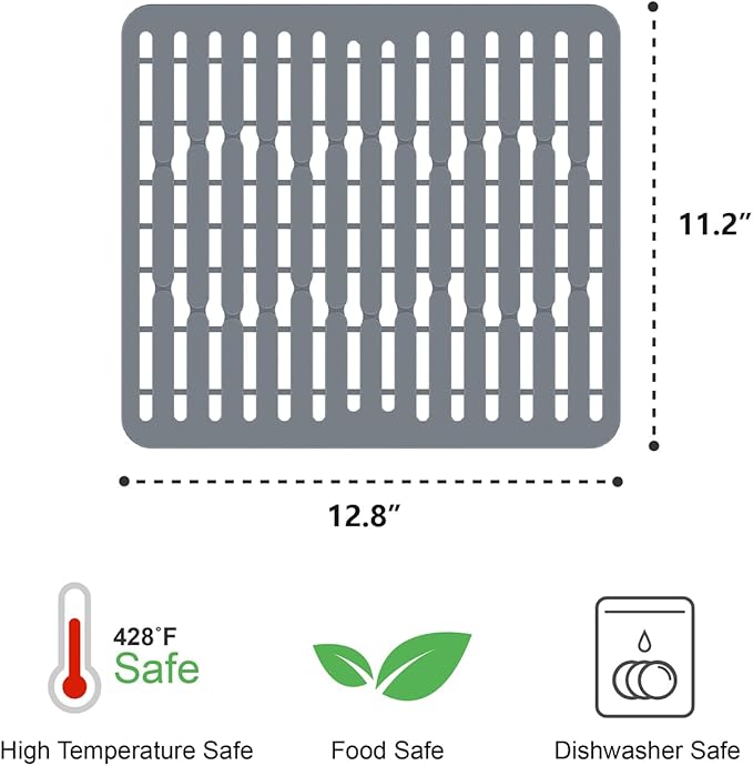 iSPECLE in Sink Dish Drying Rack with Silicone Sink Protector - Expandable Capacity Dish Drainer with Utensil Holder, 15.8''-20.7'' L x 12" W, Large, Black