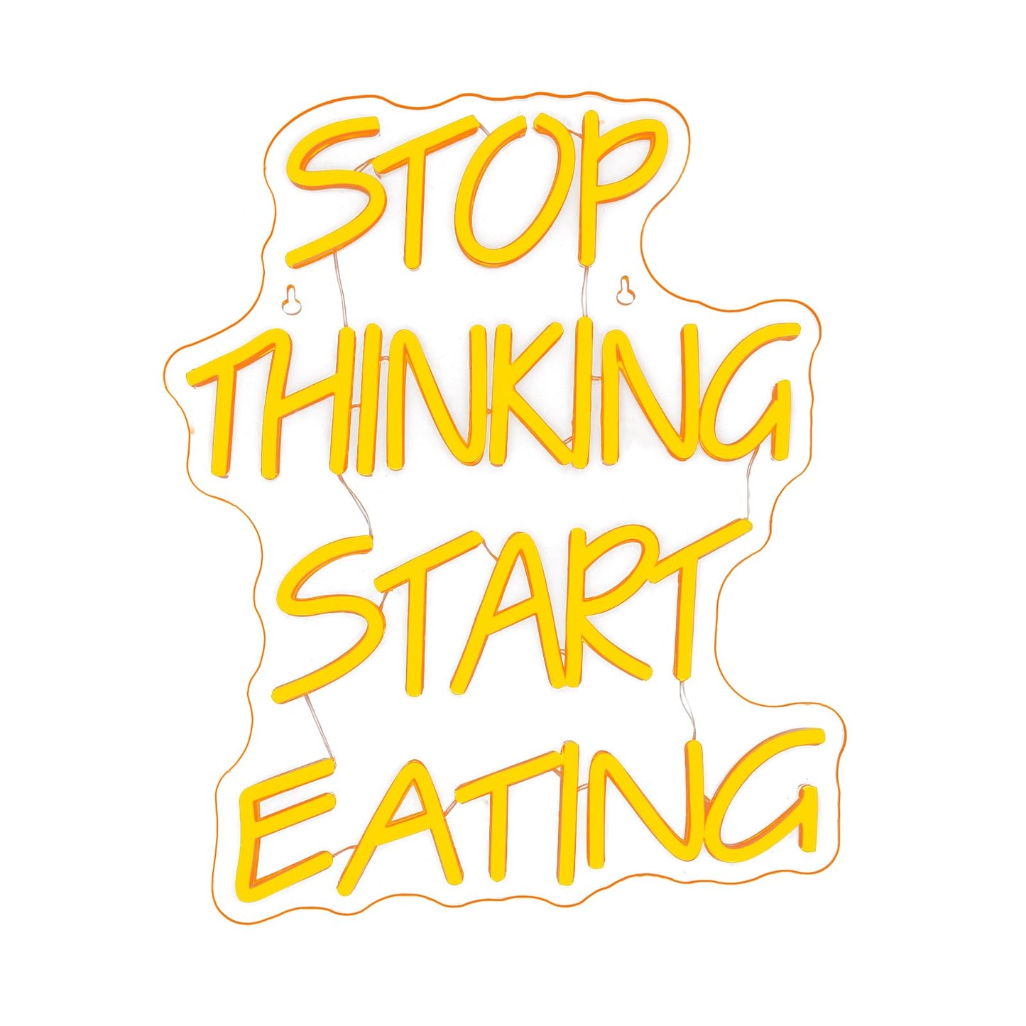 Dreamfort Stop Thinking Start Eating Neon Sign - Fun Led Wall Decor For Restaurants  Kitchens & Food Lovers  Usb-Powered With Adjustable Brightness  Humorous Dining Lighting