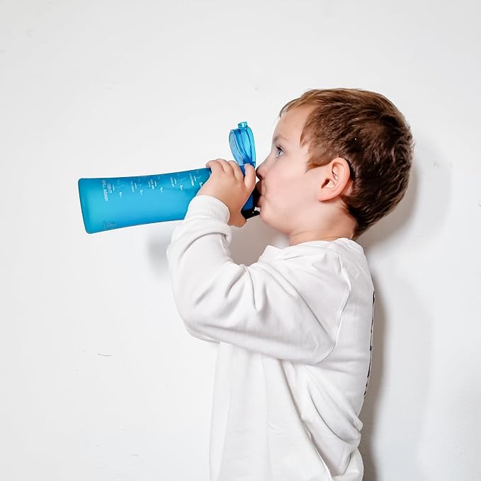 15oz Kids Sports Water Bottles for School with Spout Lid (Blue Purple)