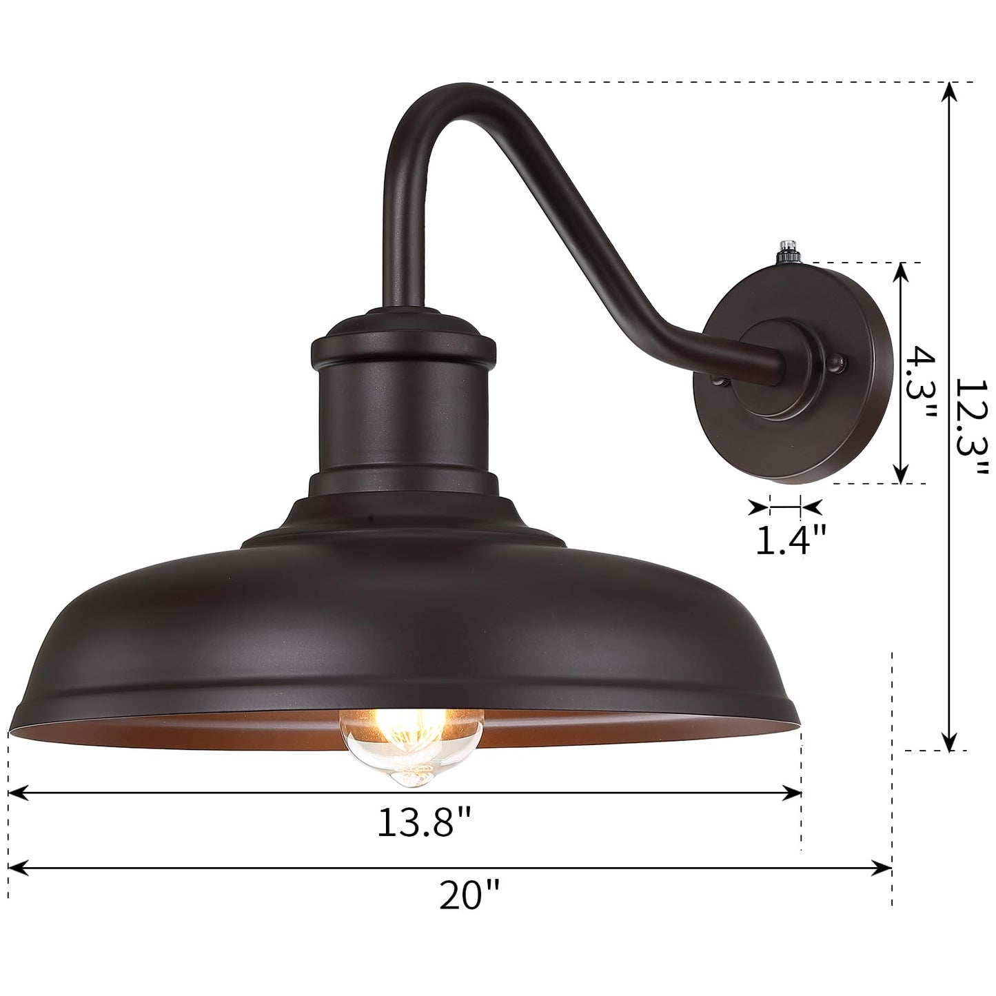 Myhxq 13.8 Large Dusk To Dawn Outdoor Gooseneck Barn Light  2-Pack Outdoor Wall Sconce Farmhouse Exterior Light Wall Lighting Fixture Industrial Lantern For Porch  Entryway  Garage  Brown