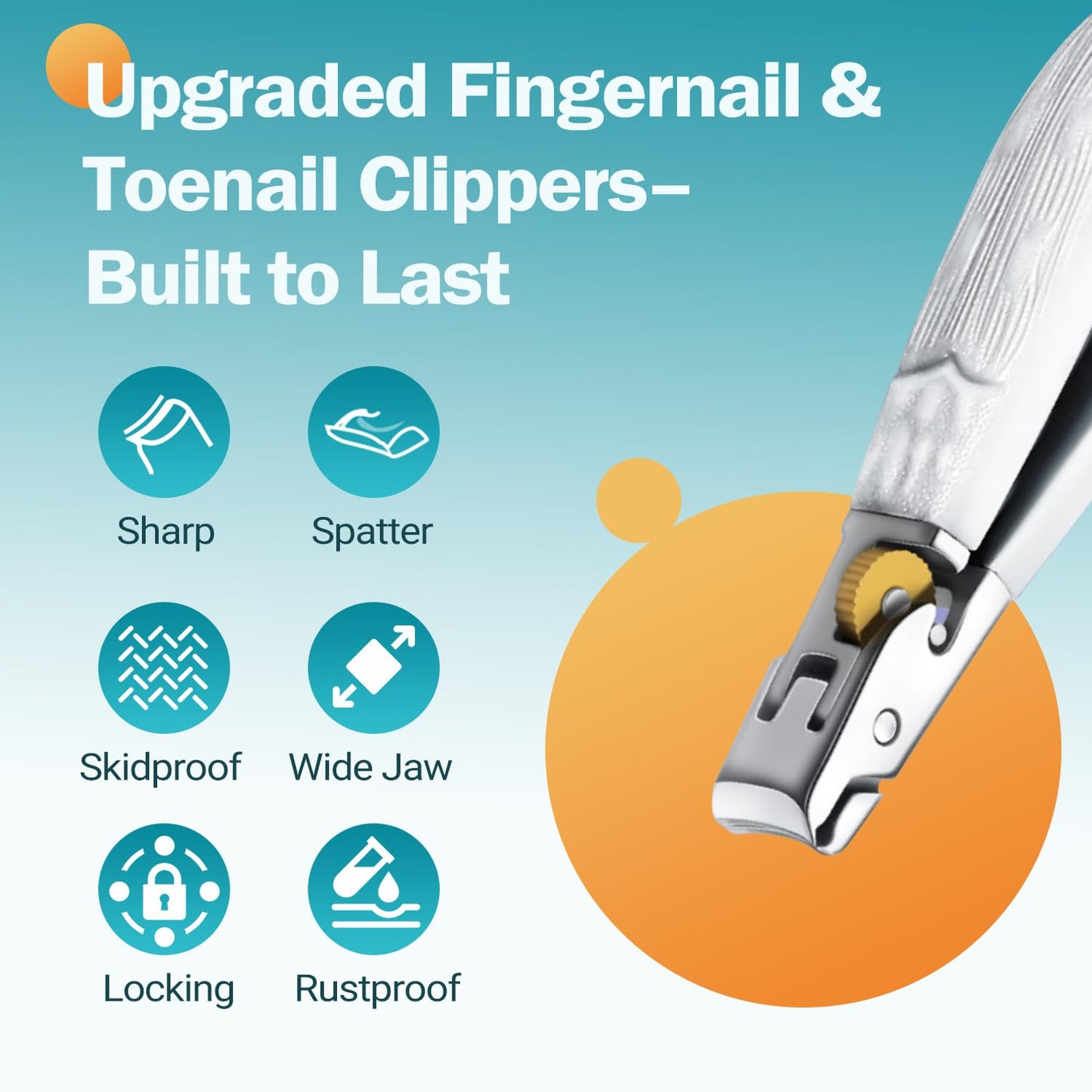 UANRNA Heavy Duty Nail Clippers for Thick Toenails & Fingernails - Razor-Sharp Stainless Steel Blades with Wide Jaw, Anti-Slip G