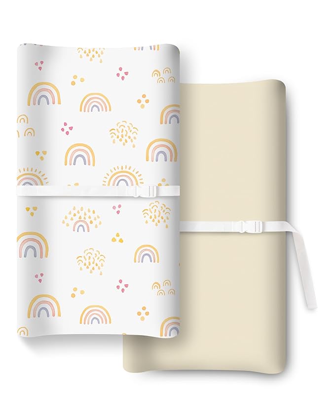 Baby Changing Pad Cover for Girls Boys, Baby Diaper Change Table Pad Covers, Fits Standard Changing Tables, 2 Pack