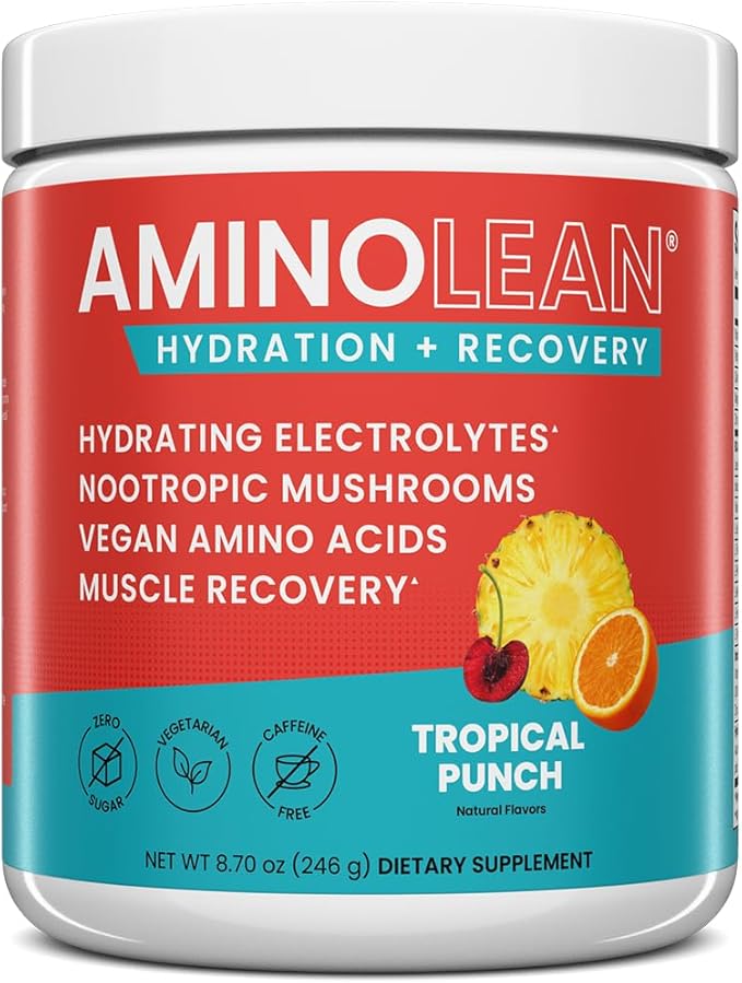 AminoLean Recovery + Hydration – Electrolytes Powder & BCAA Amino Acids for Instant Hydration & Post-Workout Recovery – No...