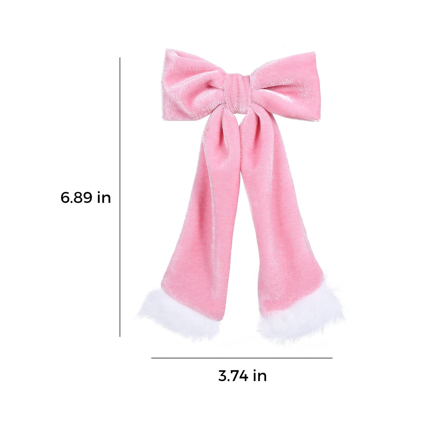 Velvet Bow Hair Clips 3.7 Inch Ponytail Holder Hair Bows Handmade Fall Winter Christmas Alligator Hair Accessories with White Fl