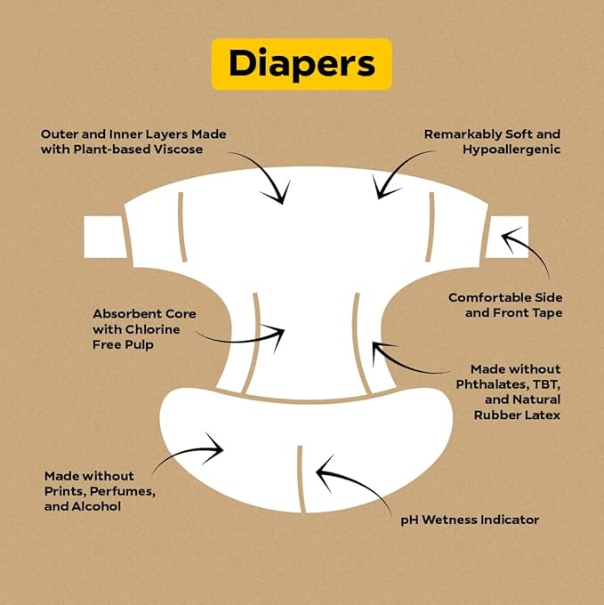 DYPER Baby Diapers Size 4 (144 Count) – Plant-Based, Hypoallergenic, Fragrance-Free & Ultra Absorbent Diapers for Day and Overnight Skin Protection, Value Pack Size 4 Diapers