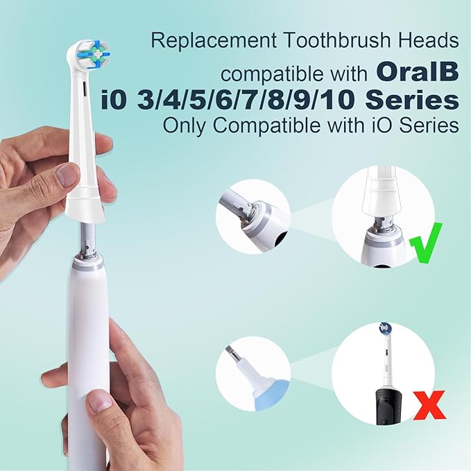 10PACK Replacement Toothbrush Heads Compatible with Oral B iO Series 2/3/4/5/6/7/8/9/10 Electric Toothbrush,Round Brush Heads for Gentle Gum Care & Deep Cleaning,White/Black