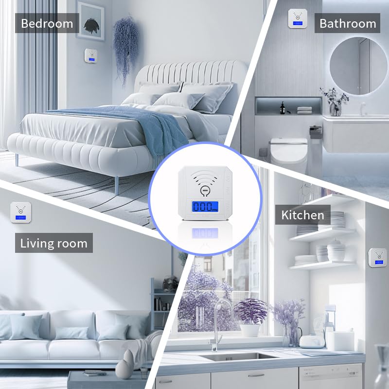 Carbon Monoxide Detector 2 Pack,Battery Operated CO Detector Alarm with Digital LCD Display & Loud 85dB Alarm,Travel Carbon Monoxide Alarm，High Accuracy Portable CO Detector for Home/Hotel/Kitchen/RV