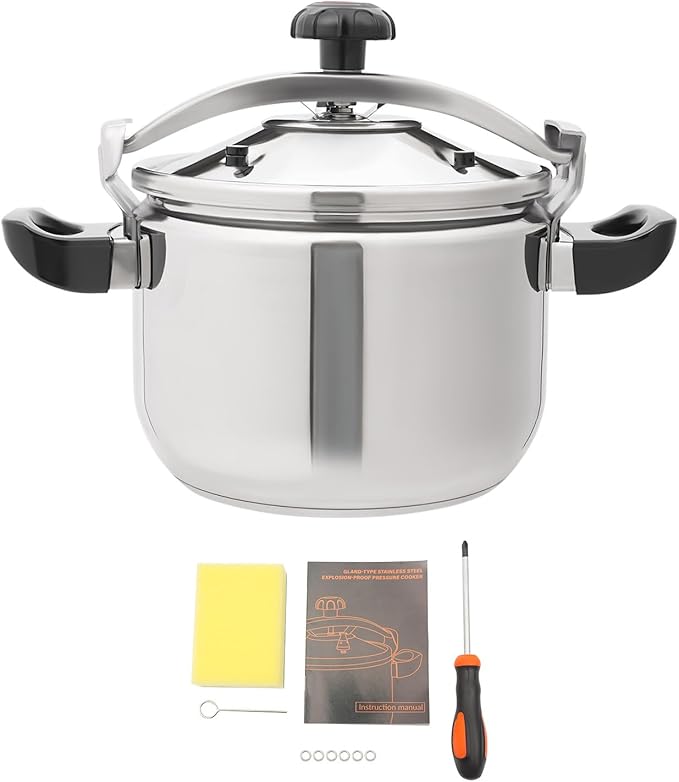 23.25QT Stainless Steel Pressure Cooker, 60Kpa Large Steamer Cooking Pressure Canner, Safety Valves, Compatible with Induction and Gas Stovetops for Family or Commercial