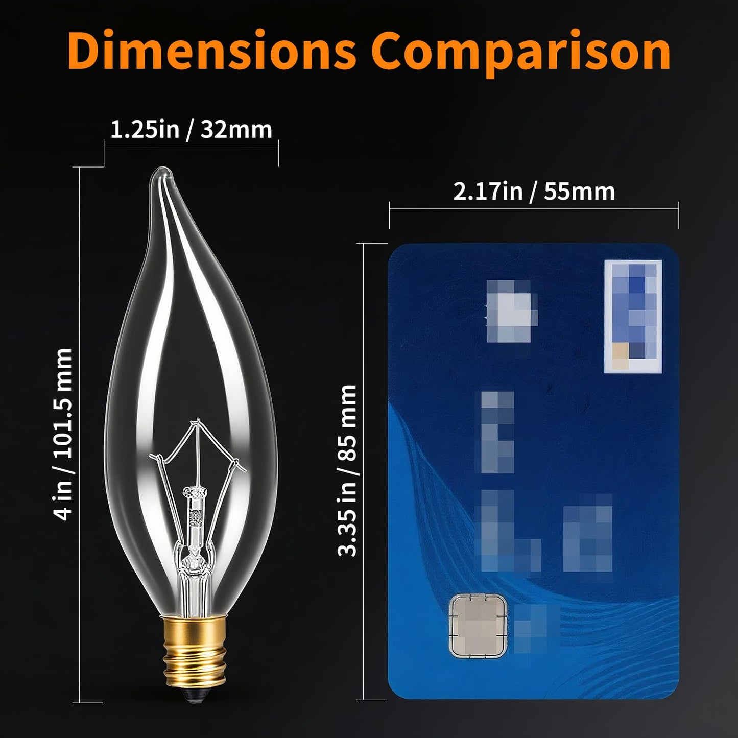 SUSLUM 12-Pack E12 Chandelier Light Bulbs 60W Warm White 2700K 120V Candelabra Light Bulb for Ceiling Fan, 650 Lumens CA10 Dimmable Clear Candle Bulbs