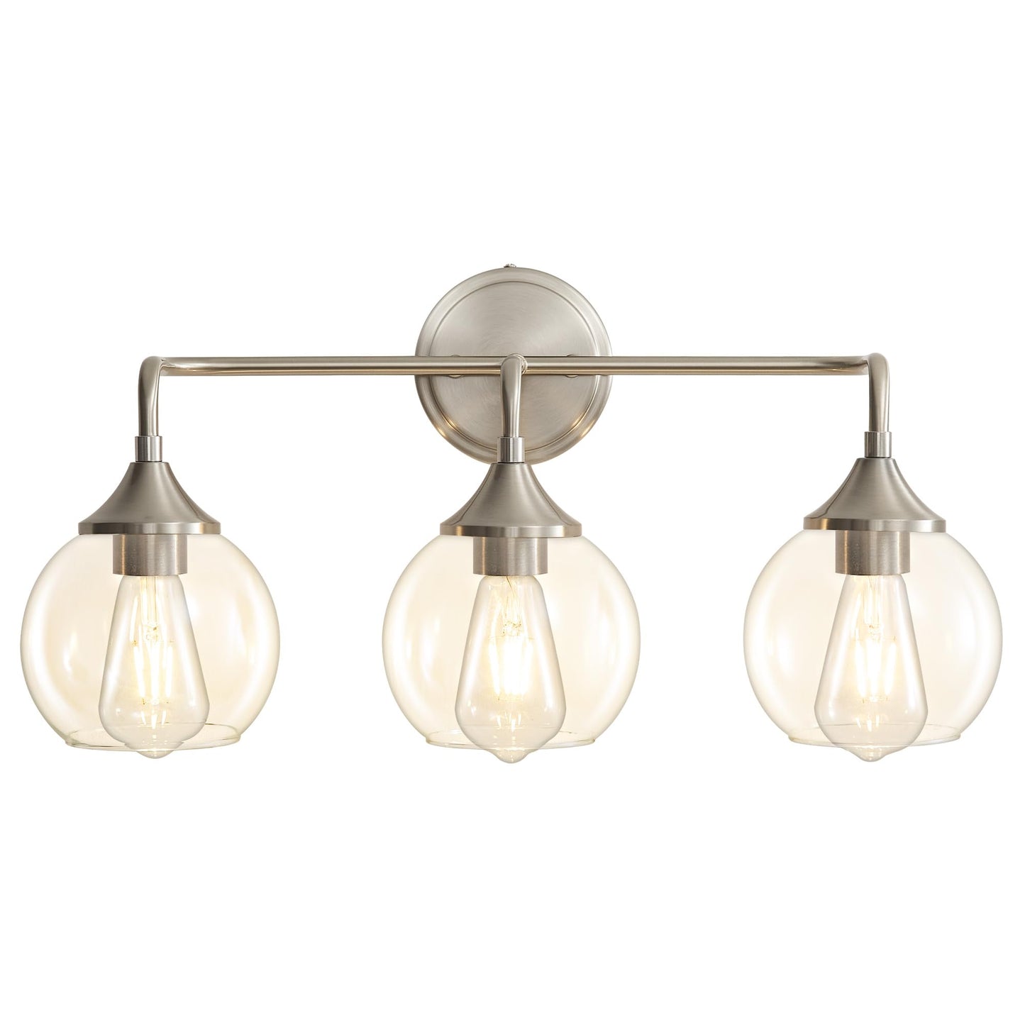 Gednbo Bathroom Light Fixtures 3 Light Bathroom Vanity Light With Clear Glass Shade  22 Inch Vanity Lighting Fixtures Over Mirror  Vanity Lights Fixture (Exclude E26 Bulb) - Brushed Nickel