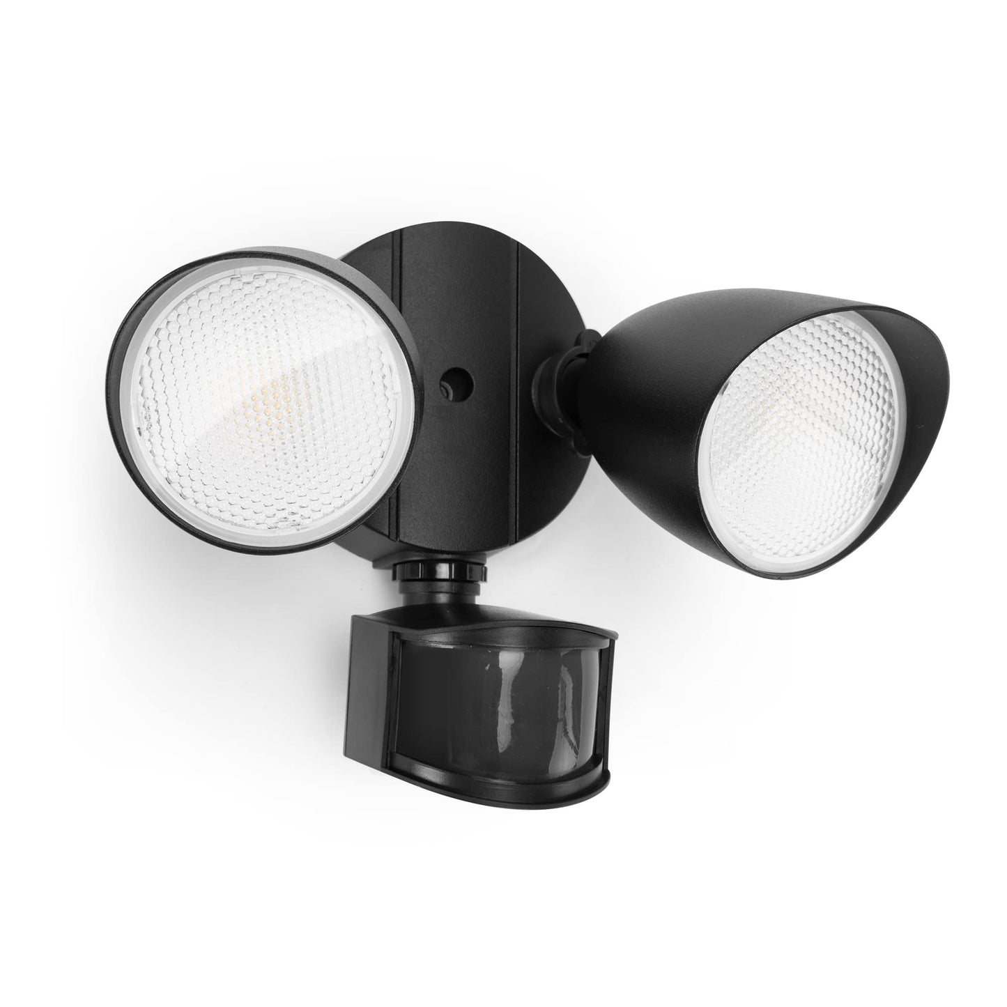 LUTEC LED Security Light Dual-Head 32W 2500 Lumen Motion Sensor 5000K Daylight Black, IP54 Waterproof, Model tyngyd-gjpl-06