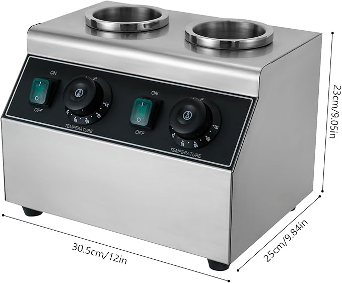Electric Sauce Bottle Warmer 0.72x2Qt Commercial Electric Sauce Warmer 400W Hot Chocolate Warmer 86-176°F Sauce Warmer Dispenser Double Bottles Cheese Warmer for Home Restaurant