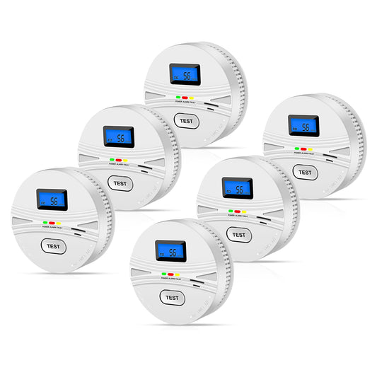 6 Pack Smoke and Carbon Monoxide Detector with Test Button and Digital Display,2-in-1 Smoke Detector Carbon Monoxide Detector Combo with Batteries,Fire Alarm for Home