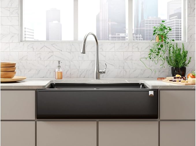 KOHLER K-25786-CM8 Cairn Sink, 36 in, Matte Black Plum