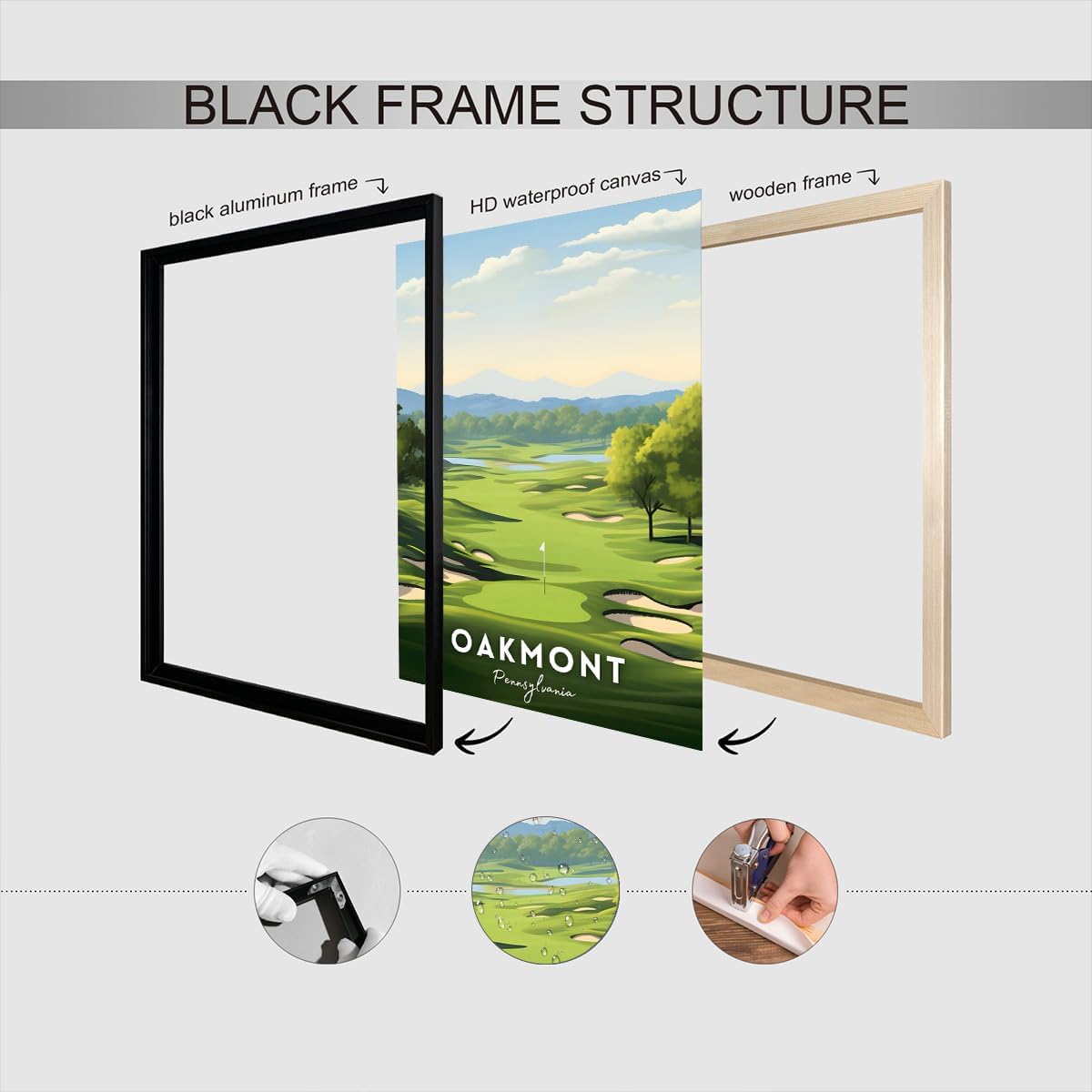 Oakmont Golf Course Poster Usa Travel Landscape Canvas Wall Art Unique Golf Lover Aesthetic Pictures Prints Painting For Living Room Bedroom Office Wall Decor 12x16in Unframed