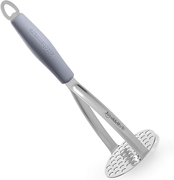 Joyoldelf Heavy Duty Stainless Steel Potato Masher, Professional Integrated Masher Kitchen Tool & Food Masher/Potato Smasher with Silicone Handle, Perfect for Bean, Vegetable, Fruits, Avocado, Meat