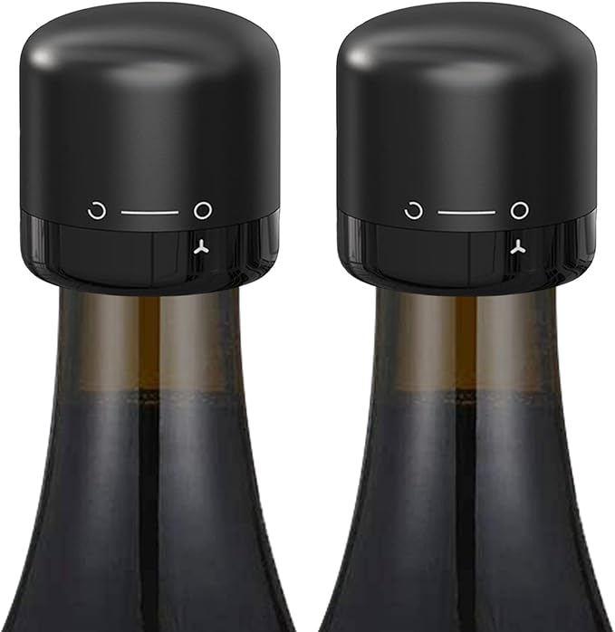 Wine Bottle Stopper With Twist Lock 2Pack,Wine Stopper With Silicone Reusable Wine Sealer, Wine Toppers Stopper Leak Proof And Keeps Wine Fresh For Easy Storage, Black