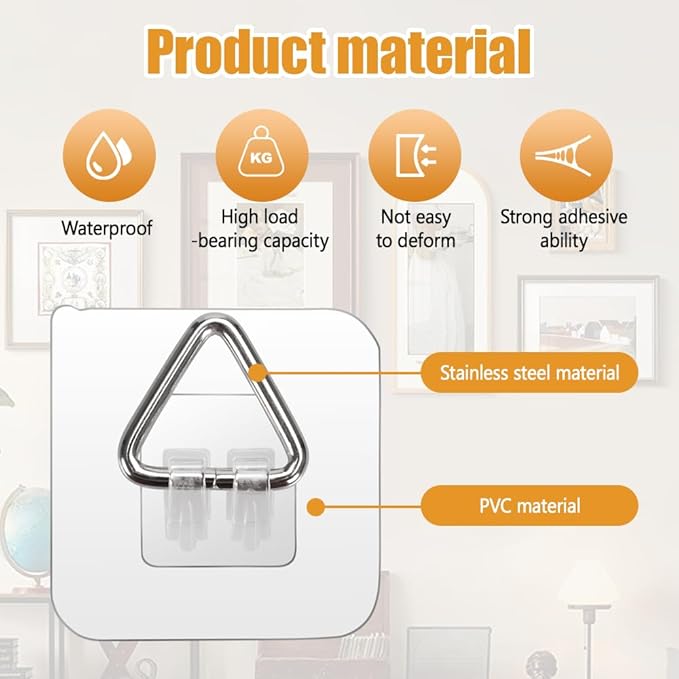 20PCS Vertical Adhesive Plate Holders, Heavy Duty Plastic Wall Hangers Invisible Plate Hooks for Plates Photo Frames Paintings and Art