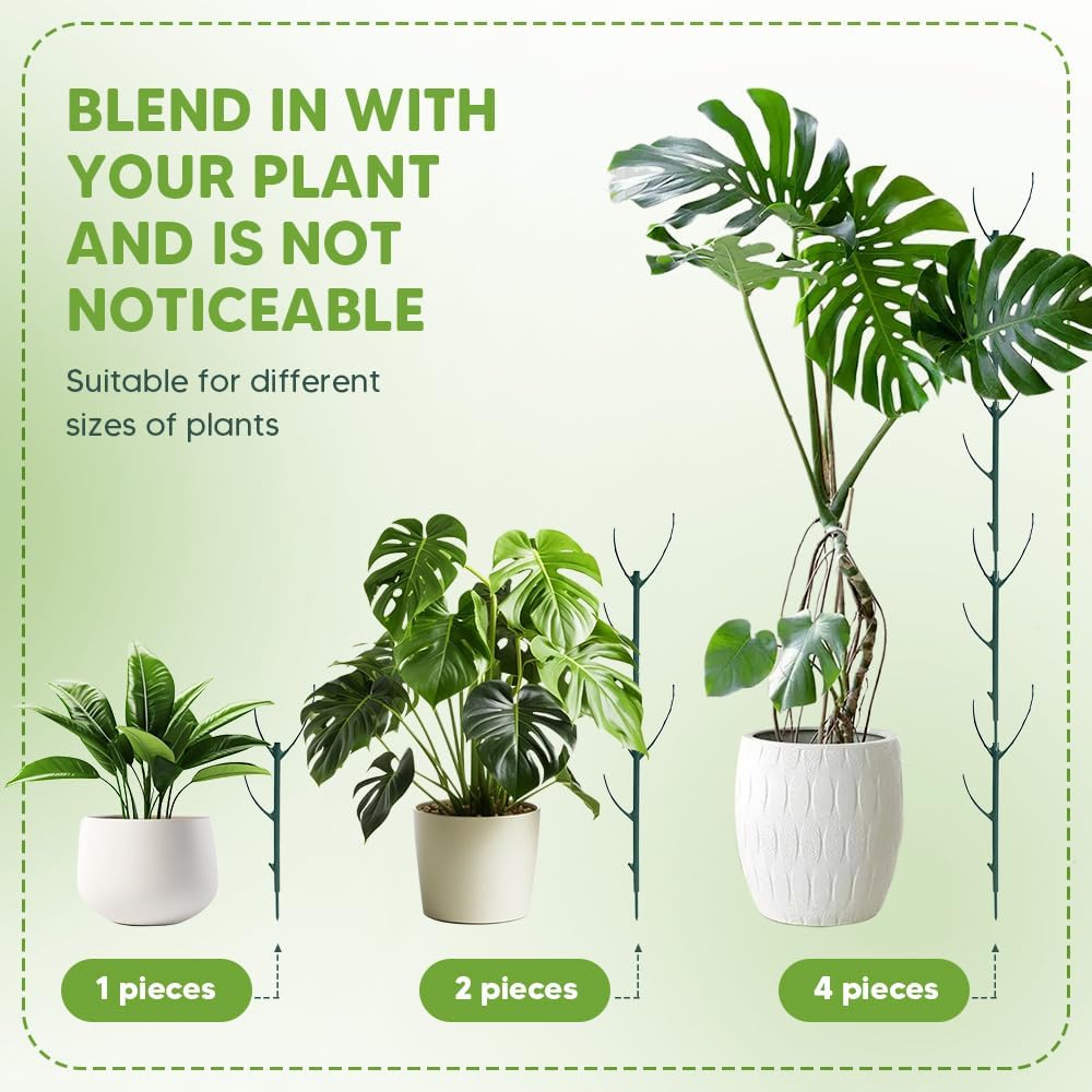 5 Pack Stackable Monstera Plant Support Stakes, Garden Plant Stakes for Indoor and Outdoor Plants, Moss Poles Holder Stick Monstera Plant Stem Supports Structures for Climbing Potted Plants (10 Pack)