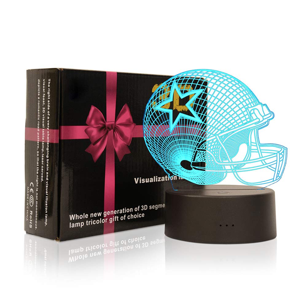 Titiskin 3D Illusion Led Night Light - Touch Switch Usb Table Lamp, 7 Colors, Baseball Helmet Design