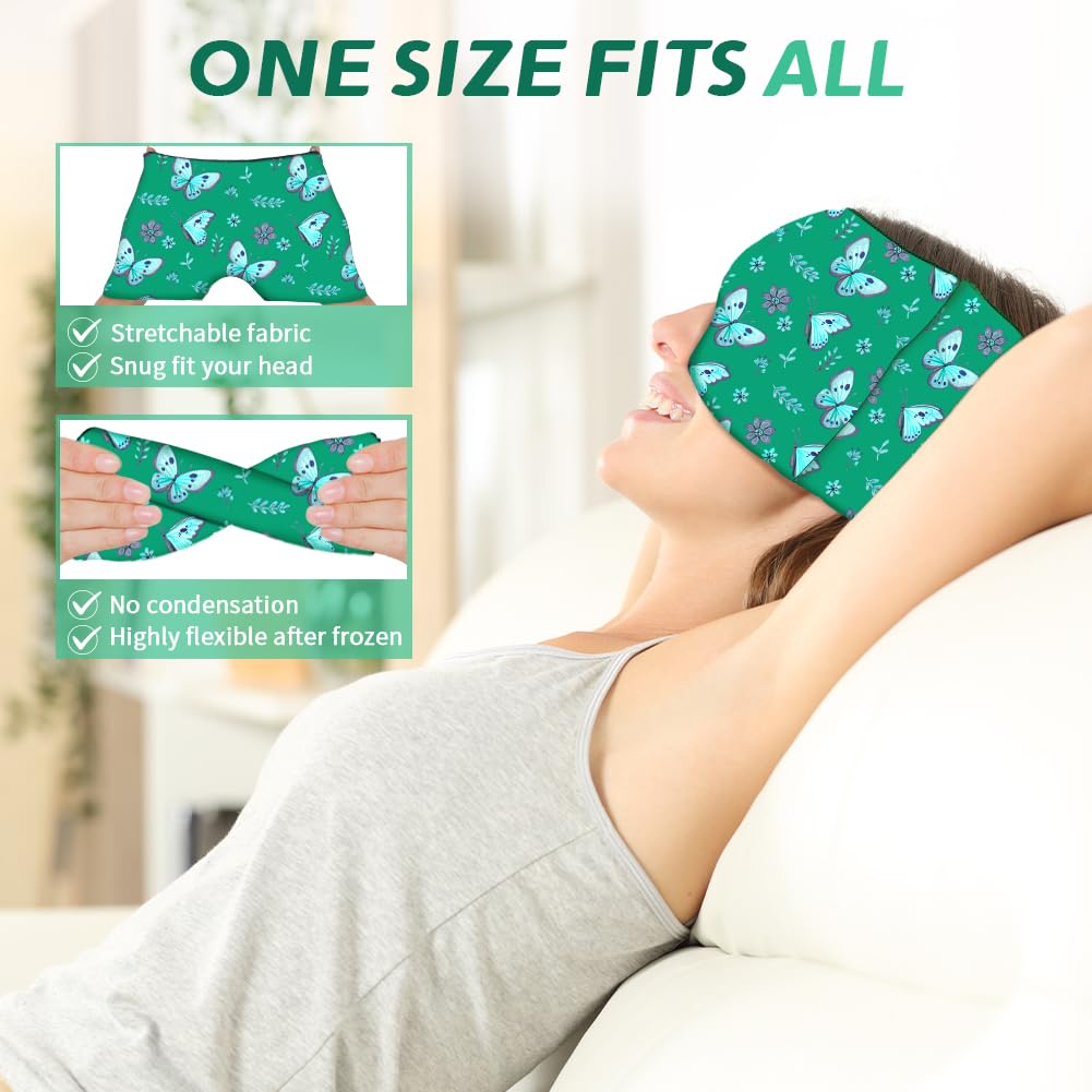 Migraine Relief Cap, Soothing Headache Ice Face Mask Products, Hot and Cold Therapy, Migraine Headache Relief Cap for Migraine, Sinus, Puffy Eyes, Tension, Stress and Hangover (Black+Green)