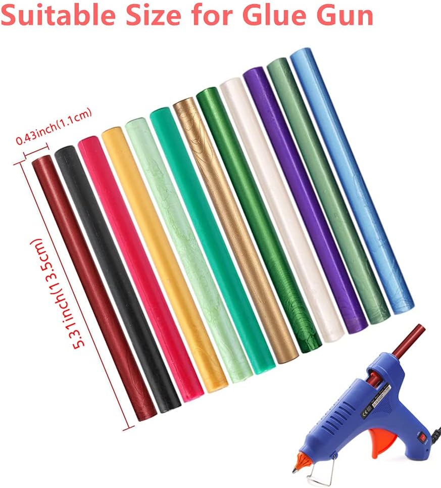 Wax Seal Sticks, Afobby 15 Pieces Glue Gun Sealing Wax Sticks for Wax Seal Stamp, Gold Wax Sealing Sticks for Wedding Invitations, Cards, Envelopes
