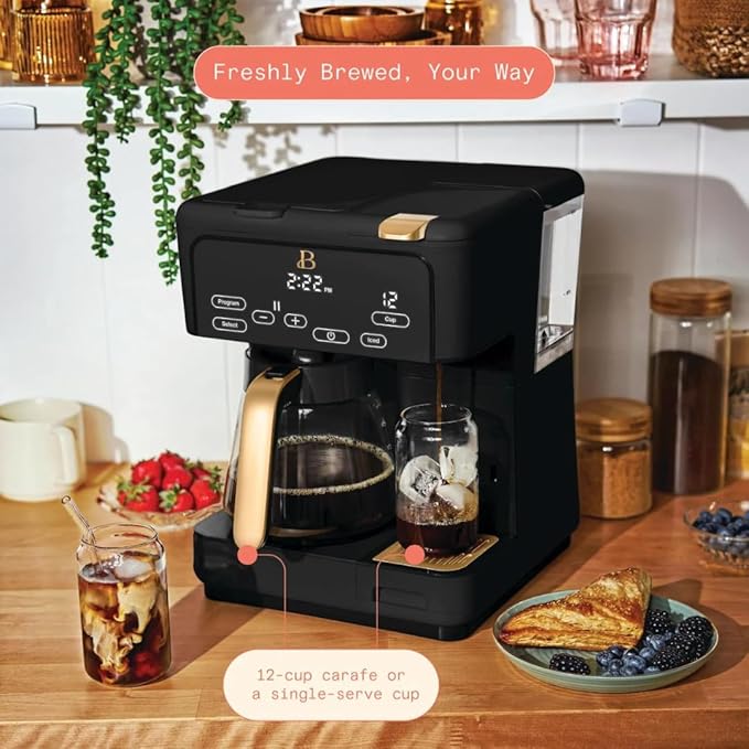 Beautiful Multi-Brew 12-Cup Programmable Coffee Maker with Touch Display by Drew Barrymore (Black Sesame)