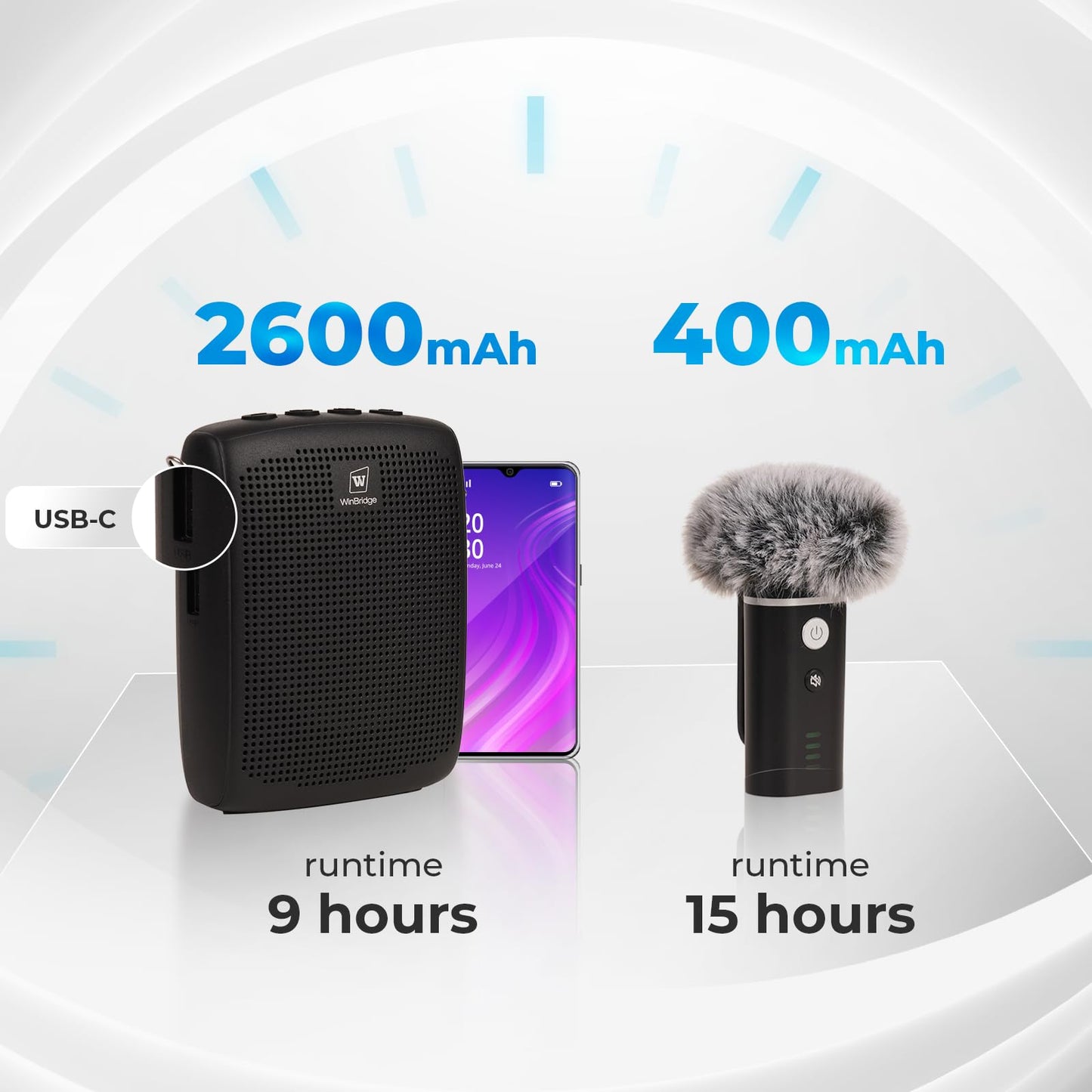 Winbridge Wb006 Upgraded Wireless Voice Amplifier - Bluetooth Lapel Microphone With Speaker, Windproof Foam Compact & Portable,