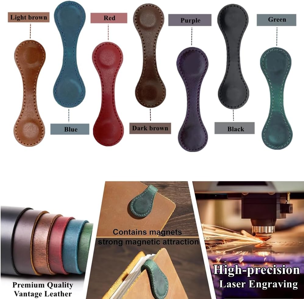 Personlized Magnetic Leather Bookmarks with Initials, Customized Book Marks Clip 26 Letters Bookmark for Reading Women, Men, Kids,Cute Book Markers Meaningful Gift for Book Lovers (Dark Brown, E)