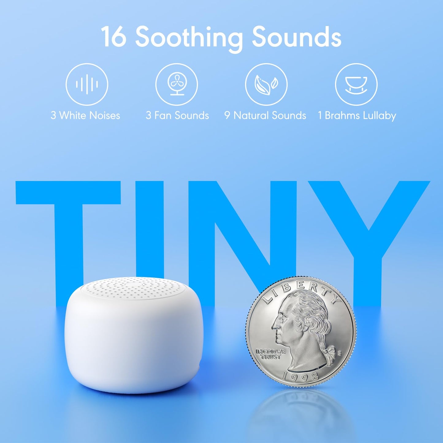 SMILEBOP Portable Sound Machine for Baby Adults,Travel Sound Machine,Mini White Noise Machine,16 Non-looping Sounds &Timer, Memory Function,Sleep Sound Machines Perfect for Privacy Hotel Gift (Tiny)