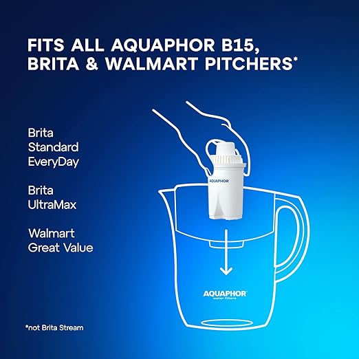 AQUAPHOR Ideal 7 Cup Water Filter Pitcher incl. 3 B15 Filter Black I Compact Fridge Water Filter I fits Inside Refrigerator Door I Reduces limescale & Chlorine I Water jug for Seven Cups