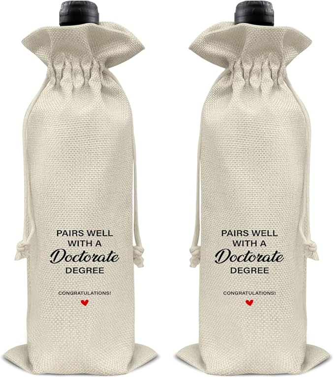 HOIJAUMAI Doctorate Degree Graduation Gifts Doctorate Graduation Gift Doctorate Graduation Wine Bag Pairs Well with a Doctorate Degree Wine Gift Bags for Men Women