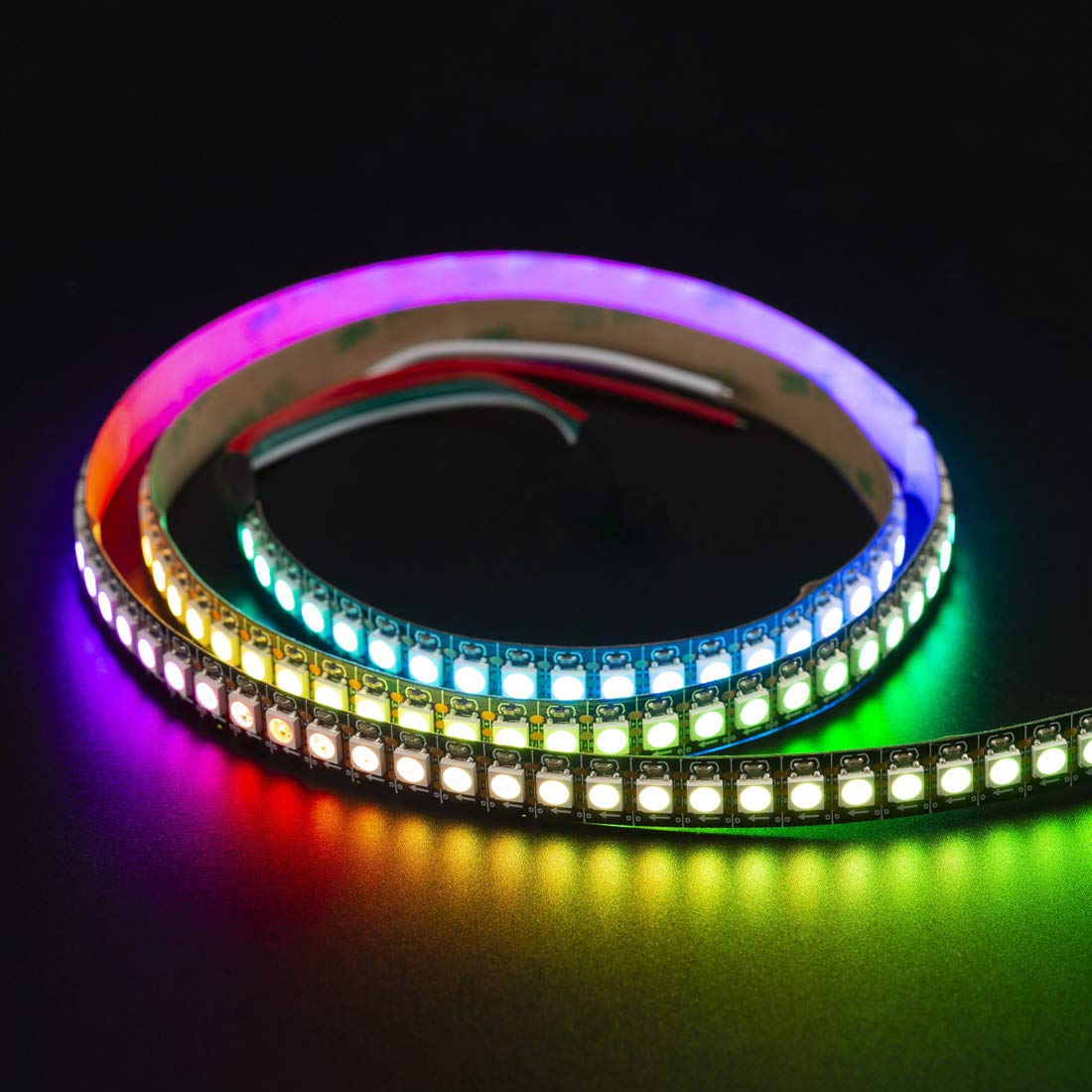 Btf-Lighting Rgbw Rgb+Warm White Sk6812 (Similar Ws2812B) Individually Addressable 3.3Ft 1M 144(2X72) Leds Flexible 4 Colors In 1 Led Dream Color Led Strip Ip30 Non-Waterproof Dc5V Black Pcb