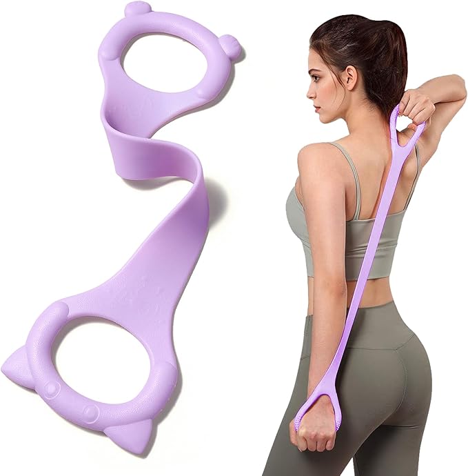 Figure 8 Fitness Resistance Band with Handles, Arm & Back Training Elastic Rope for Pure Barre Workout, Chest, Shoulder St...