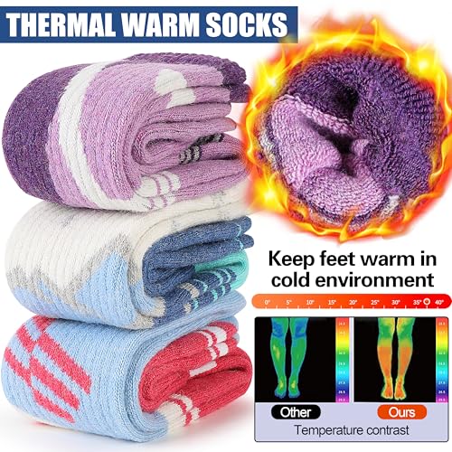 3 Pairs Merino Wool Ski Socks Thermal Warm Winter Thick Knee High Snowboarding Skiing Socks for Women Men