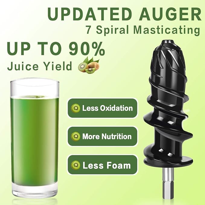 CIRAGO Horizontal Cold Press Juicer, Two Speed Adjustments, Slow Masticating Juicer Extractor, Easy to Clean, Silent Motor, Suitable for Vegetables and Fruits, BPA Free (Green)