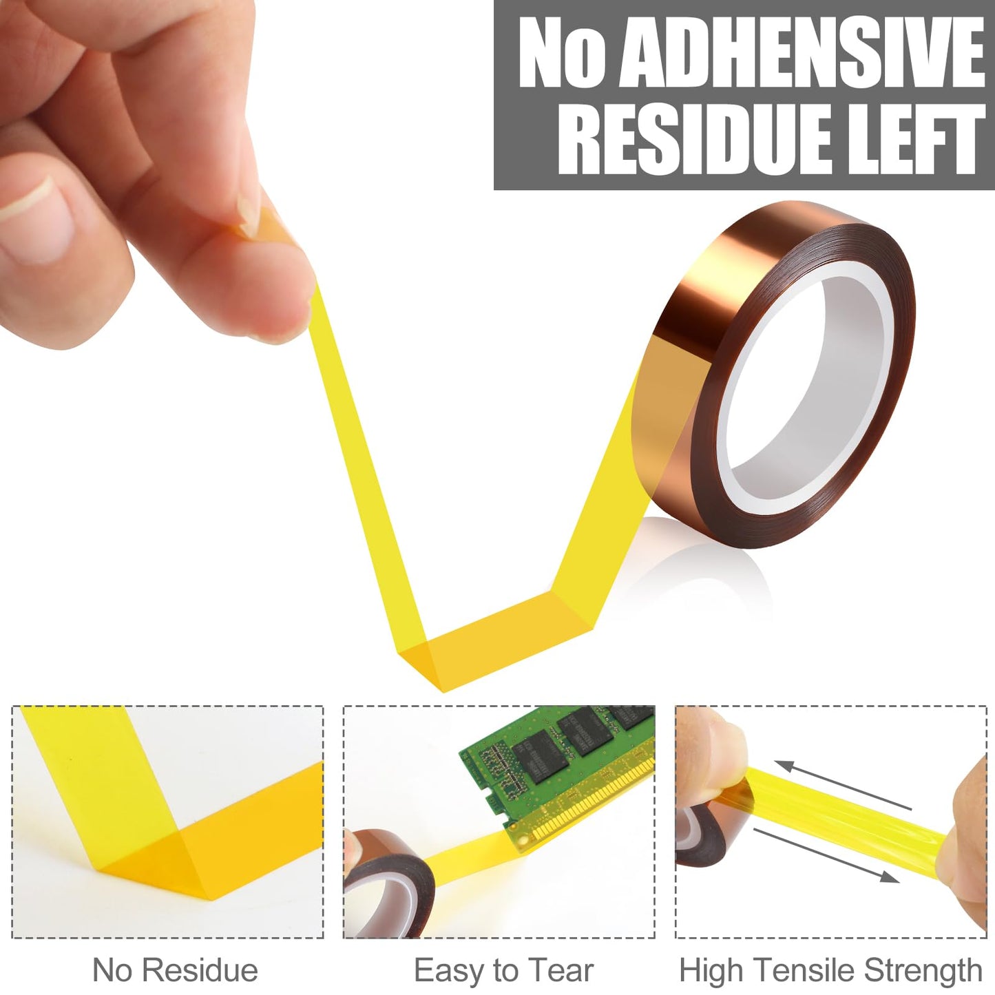 Okomagix Heat Tape, High Temperature Heat Resistant Tape for Sublimation, 6 Rolls 10mm*16m(52FT) Polyimide Heat Tape for Sublimation Press Vinyl, Soldering, Electronics, No Residue
